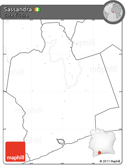 Blank Simple Map of Sassandra, no labels