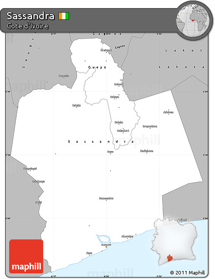 Gray Simple Map of Sassandra