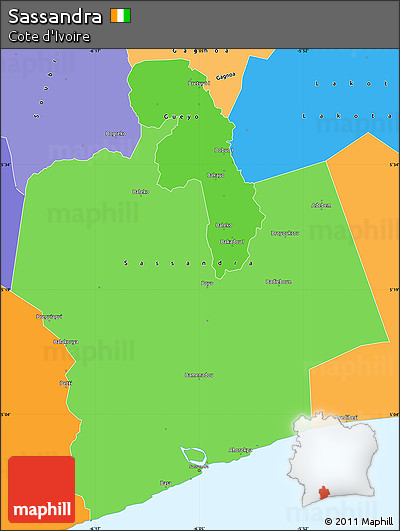 Political Shades Simple Map of Sassandra