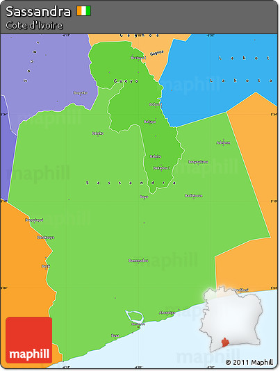 Political Shades Simple Map of Sassandra