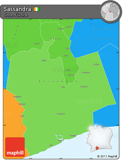 Political Shades Simple Map of Sassandra, political outside