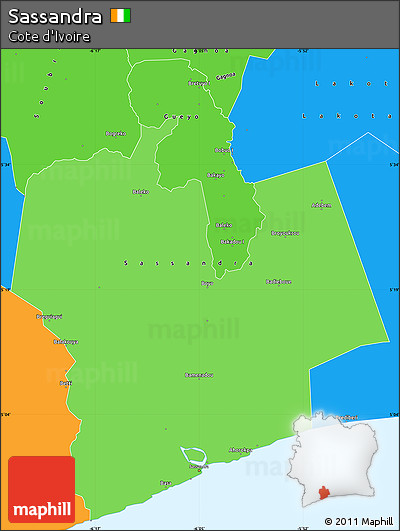 Political Shades Simple Map of Sassandra, political outside