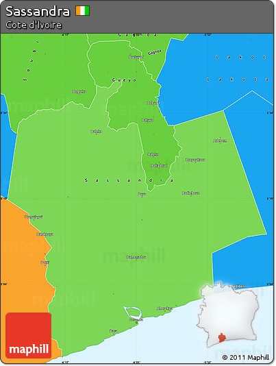 Political Shades Simple Map of Sassandra, political outside