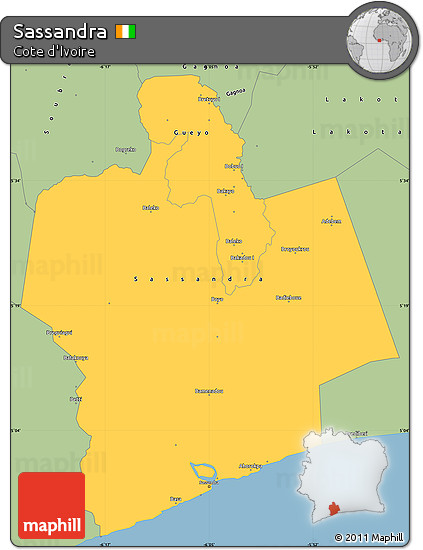 Savanna Style Simple Map of Sassandra