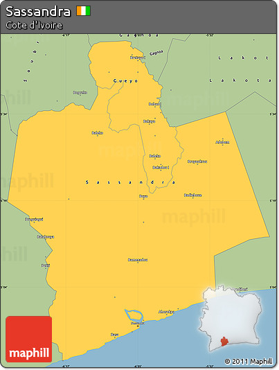 Savanna Style Simple Map of Sassandra