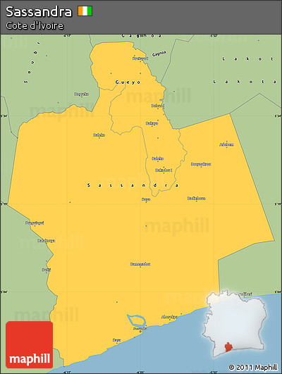 Savanna Style Simple Map of Sassandra