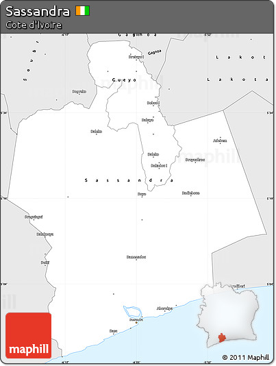 Silver Style Simple Map of Sassandra