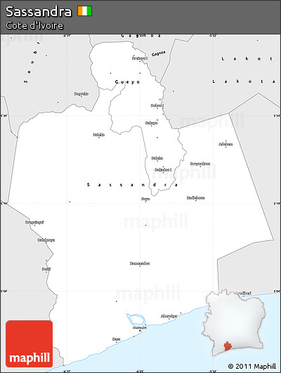 Silver Style Simple Map of Sassandra