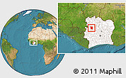 Satellite Location Map of Worofla, highlighted country