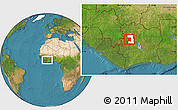 Satellite Location Map of Worofla, highlighted parent region