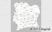Gray Simple Map of Cote d'Ivoire, cropped outside
