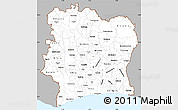 Gray Simple Map of Cote d'Ivoire, single color outside