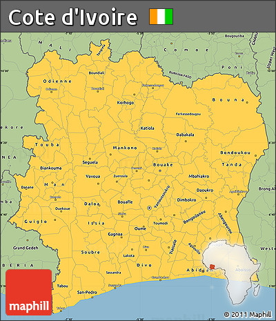 Savanna Style Simple Map of Cote D'Ivoire