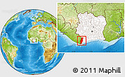 Physical Location Map of Tabou, highlighted country, within the entire country