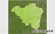 Physical 3D Map of Tanda, darken