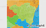 Physical 3D Map of Tanda, political shades outside