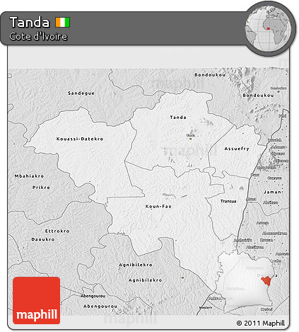 Silver Style 3D Map of Tanda