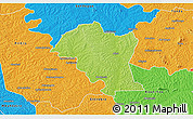 Physical 3D Map of Kouassi-Datekro, political outside