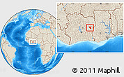 Shaded Relief Location Map of Kouassi-Datekro