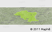 Physical Panoramic Map of Kouassi-Datekro, semi-desaturated