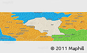 Shaded Relief Panoramic Map of Kouassi-Datekro, political outside