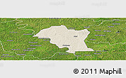 Shaded Relief Panoramic Map of Kouassi-Datekro, satellite outside