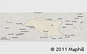 Shaded Relief Panoramic Map of Kouassi-Datekro, semi-desaturated