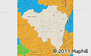 Shaded Relief Map of Tanda, political outside