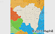 Shaded Relief Map of Tanda, political shades outside