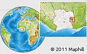 Physical Location Map of Transua, highlighted country, highlighted parent region, within the entire country