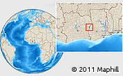 Shaded Relief Location Map of Transua