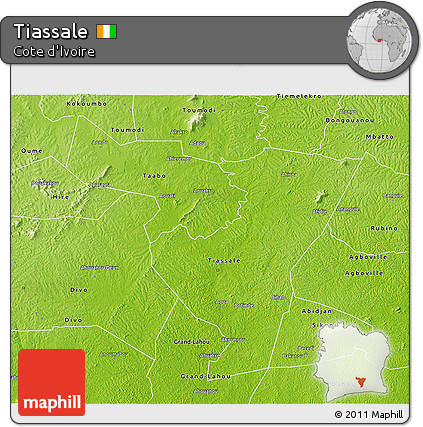 Physical 3D Map of Tiassale