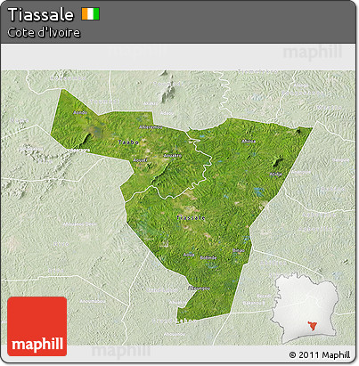 Satellite 3D Map of Tiassale, lighten