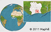 Satellite Location Map of Tiassale, highlighted country