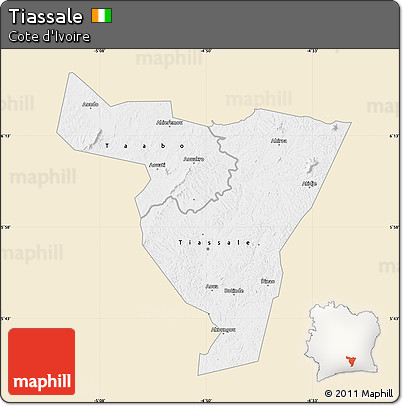 Classic Style Map of Tiassale, single color outside