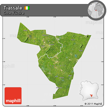 Satellite Map of Tiassale, single color outside