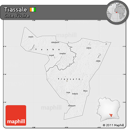 Silver Style Map of Tiassale, single color outside