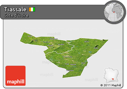 Satellite Panoramic Map of Tiassale, single color outside