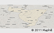 Shaded Relief Panoramic Map of Tiassale, semi-desaturated