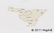 Shaded Relief Panoramic Map of Tiassale, single color outside