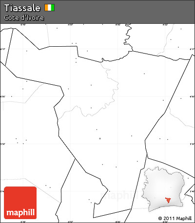 Blank Simple Map of Tiassale, no labels