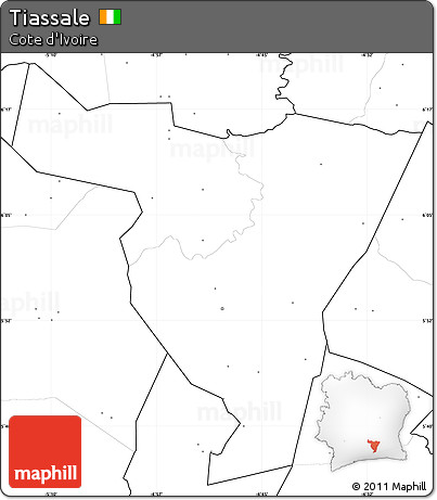Blank Simple Map of Tiassale, no labels