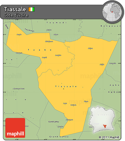 Savanna Style Simple Map of Tiassale