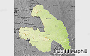 Physical 3D Map of Touba, darken, desaturated