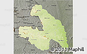 Physical 3D Map of Touba, darken, semi-desaturated