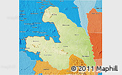 Physical 3D Map of Touba, political shades outside