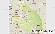 Physical 3D Map of Touba, shaded relief outside
