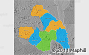 Political 3D Map of Touba, desaturated