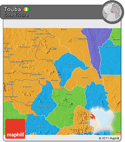 Political 3D Map of Touba