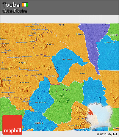 Political 3D Map of Touba